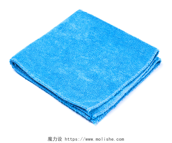 白色背景上一个蓝色毛巾蓝色超细纤维除尘器